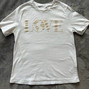 Top Shop White T-Shirt with Gold 'LOVE' Print
